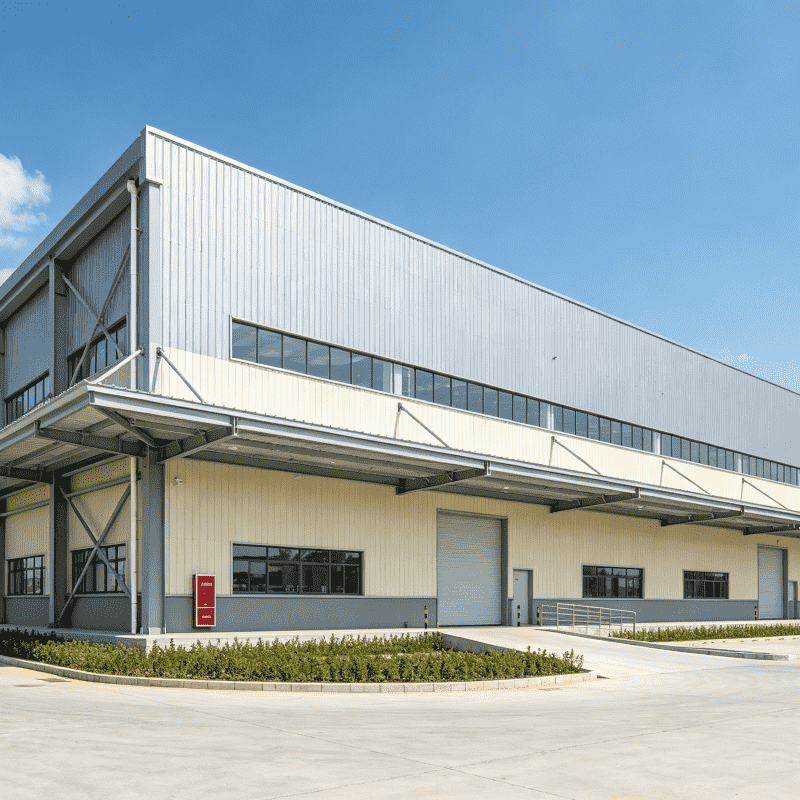 Bâtiment de structure métallique préfabriqué directement en usine