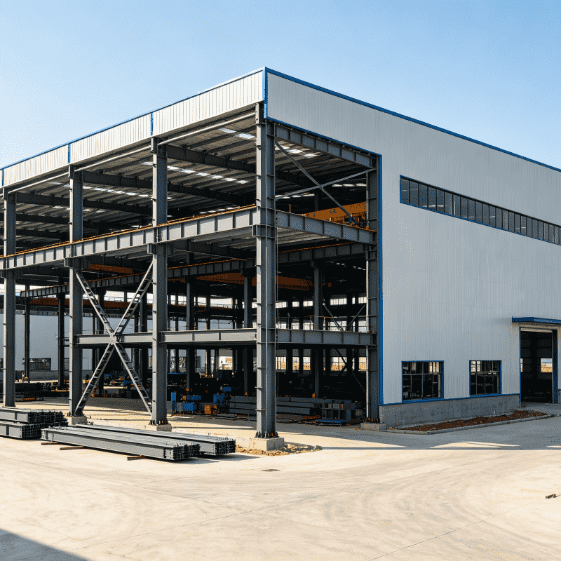 Atelier de traitement de structures en acier lourdes préfabriquées à plusieurs étages