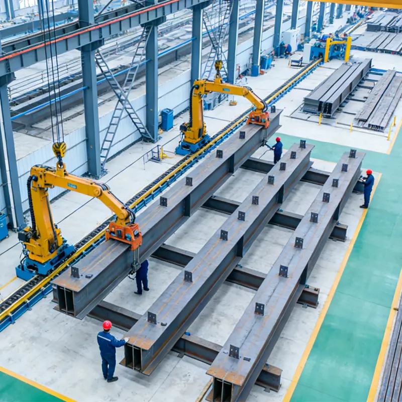 Atelier d'assemblage de structures métalliques préfabriquées