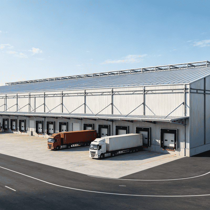 Centre de distribution logistique de structure métallique préfabriquée