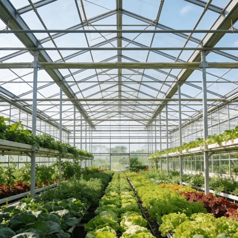 Hangar de plantation de légumes à structure métallique